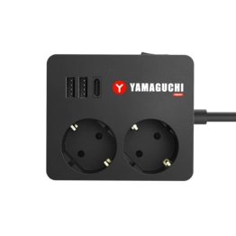 Сетевой фильтр Yamaguchi Adapter 2 розетки, длина провода 3 м,  2 USB-A-разъема, 1 Type-C-разъема