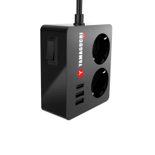 Сетевой фильтр Yamaguchi Adapter 2 розетки, длина провода 3 м,  2 USB-A-разъема, 1 Type-C-разъема